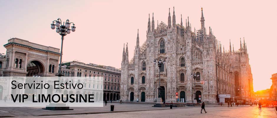 Servizio transfer con conducente in auto di lusso per tour di Milano estivo
